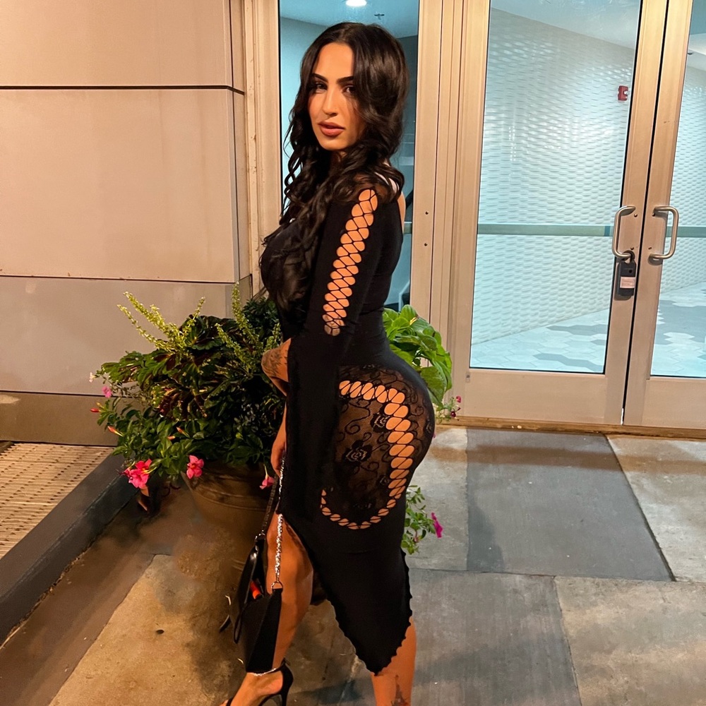 Black Charlotte poster girl dress SOLD OUT ONLINE